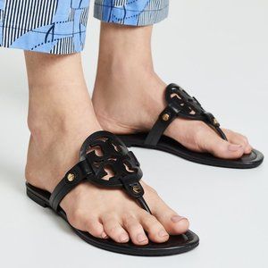 Tory Burch Miller Flip Flop Sandals - Black - 6